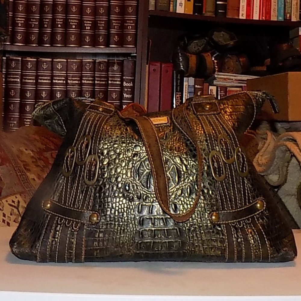 Marco Buggiani Croc embossed large leather bag